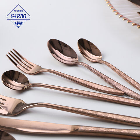 Vintage Copper Color Stainless Steel Luxury Cutlery Set Wholesale