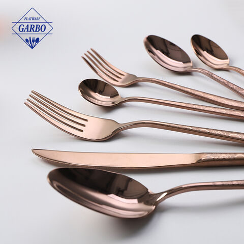 Vintage Copper Color Stainless Steel Luxury Cutlery Set Wholesale