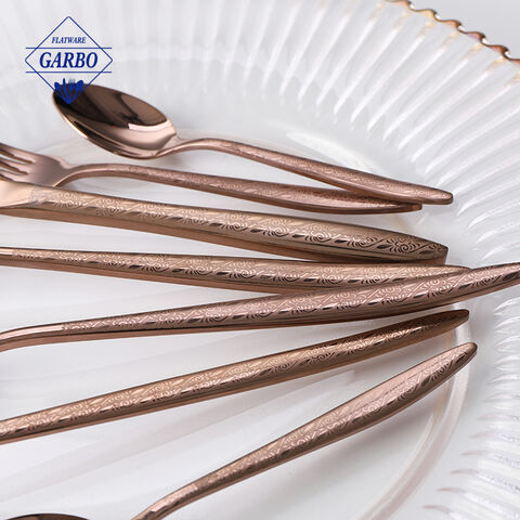 Vintage Copper Color Stainless Steel Luxury Cutlery Set Wholesale