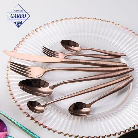 Vintage Copper Color Stainless Steel Luxury Cutlery Set Wholesale