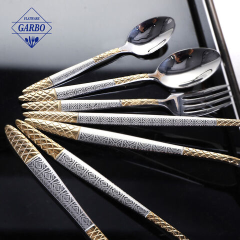 Egypt Revival Style Amazon Top Seller Mirror Silverware Stainless Steel Cutlery Set