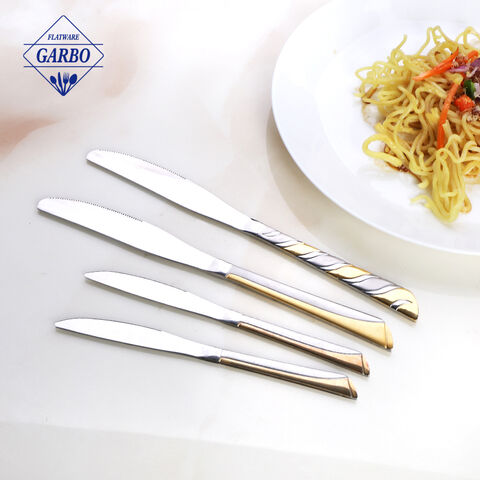 China Factory Manufactured Silver Dinner Knife with Gold Decoration Best Selling Item
