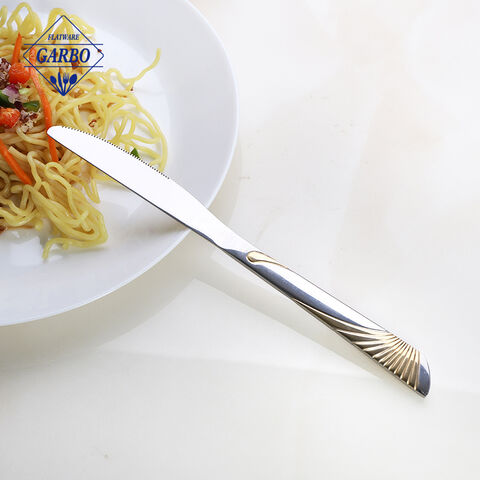 High quality sliver dinner knife with embossed handle design cutlery set 