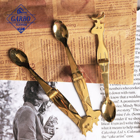 Golden Color Giraffe Designed Handle Stainless Steel Spoon 