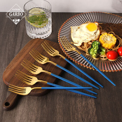 Hot selling sa Amazon best bule gold plated dinner fork from Garbo manufacturer