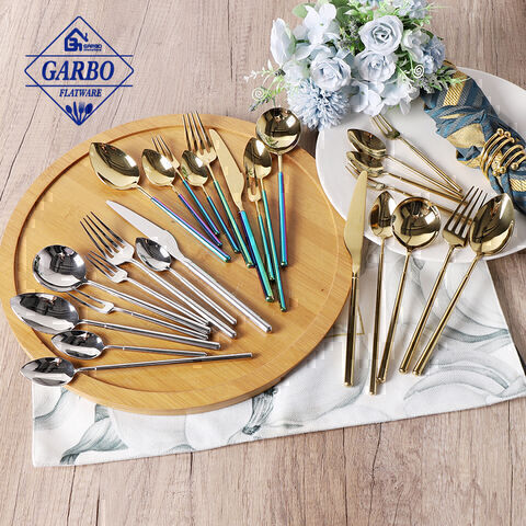 9-piece luxury European Hotsale stainless steel cutlery set with colored handle