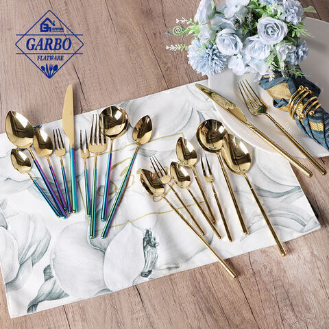 9-piece luxury European Hotsale stainless steel cutlery set with colored handle