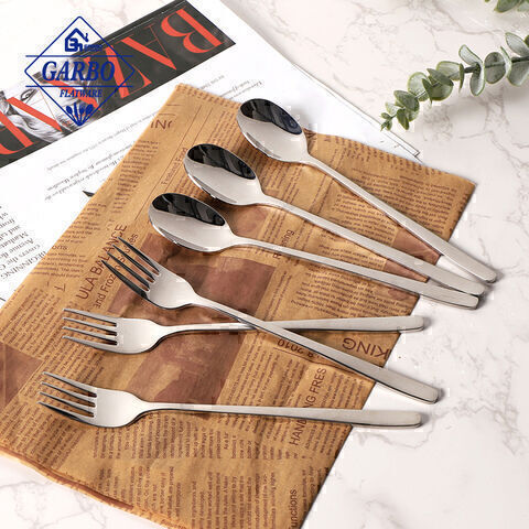 Amazon Top Selling Minimalist Silverware Mirror Stainless Steel Flatware Set na may Manipis na Handle