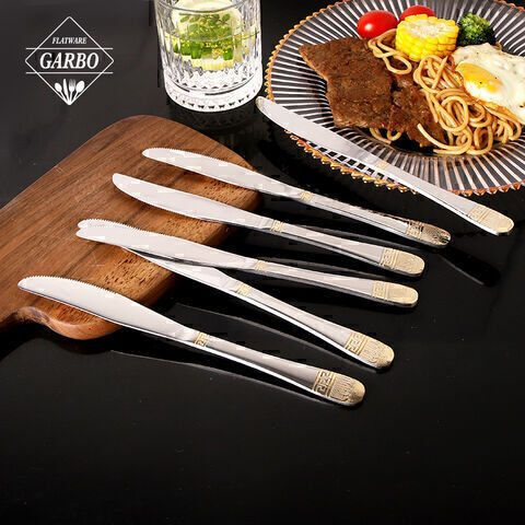 Wholesale Titanium Black Plated Stainless Steel Flatware Set with plastic handle