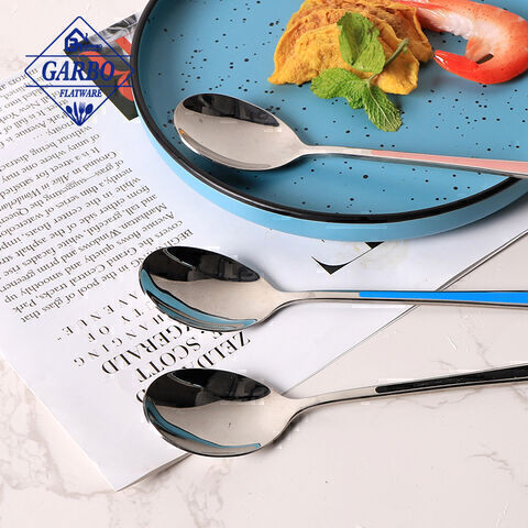 Factory Direct High Quality Mirror Silvery Stainless Steel Dinner Fork with Colored Handle