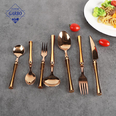 Hot sale nice design gold flatware set mirror polish cutlery set 