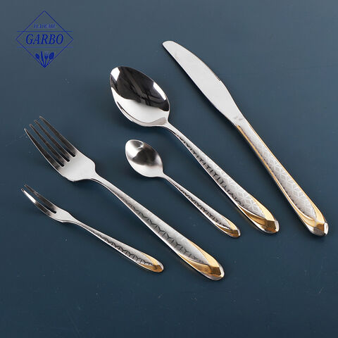 stainless steel flatware with laser and plating pattern handle cutlery set