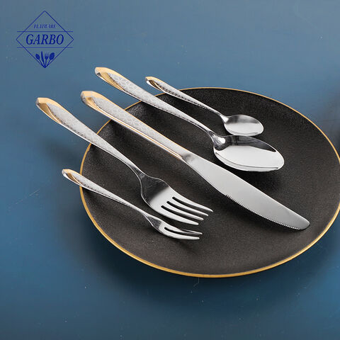 stainless steel flatware with laser and plating pattern handle cutlery set