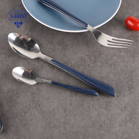 Colored Plastic Handle Stainless Steel Cutlery Flatware Set for Dinner
