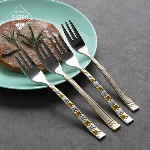 high end luxury cake fork with electroplating handle with mirror polish sliver fork 