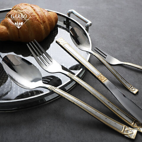 201 mirror polish cutlery set with electroplating handle flatware 