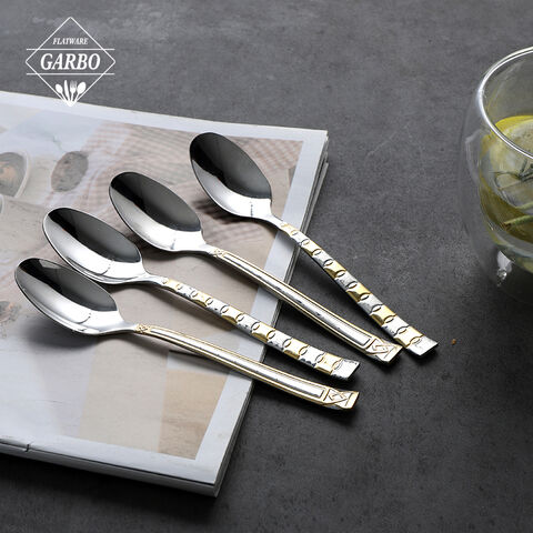 Stainless Steel Dinner Spoon with Elegant Gold Handle Perfect for Special Occasions