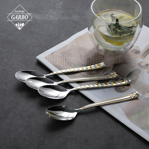 Stainless Steel Dinner Spoon with Elegant Gold Handle Perfect for Special Occasions
