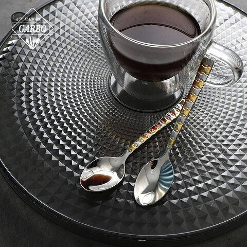 Cucchiaino da caffè in acciaio inossidabile 201 con manico in oro fantasia vintage di vendita calda di Amazon