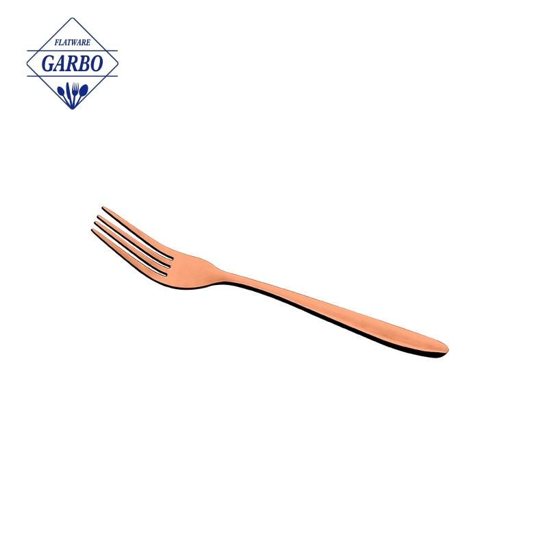 Amazon Hot Seller Factory Wholesale Rose Golden Stainless Steel Mirror Dinner Fork