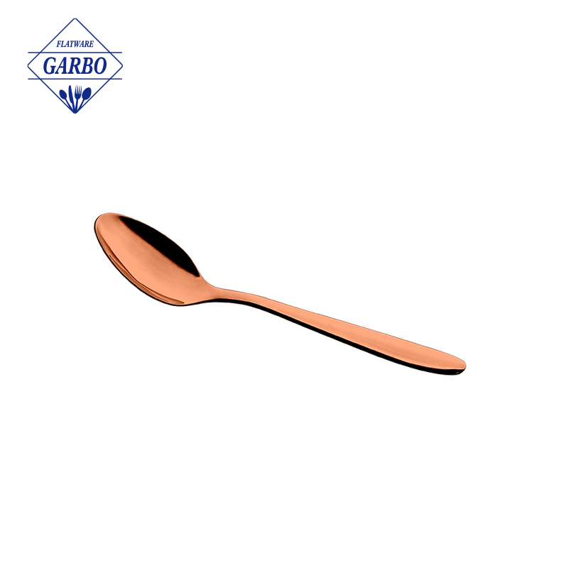 Mirror Polished Stainless Steel Teaspoon Dessert Spoon with PVD Gold Color