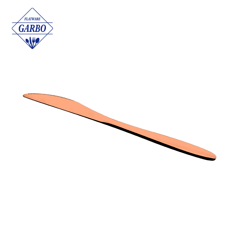 Elegante coltello da tavola in acciaio inossidabile oro rosa grande richiesta per il mercato europeo