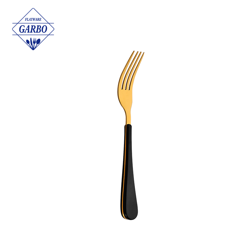 Blue Electroplated Dinner Fork with ABS Plastic Handle China Flatware Factory Wholesale Cutlery