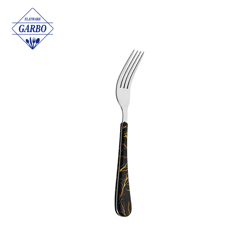 Blue Electroplated Dinner Fork with ABS Plastic Handle China Flatware Factory Wholesale Cutlery