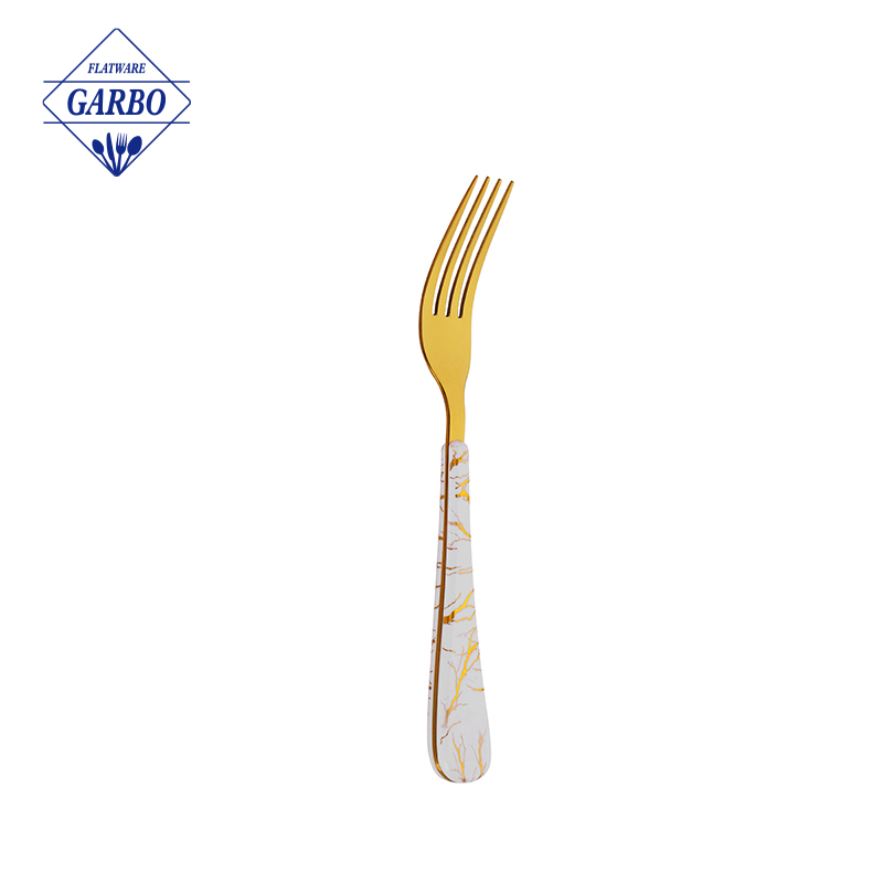 Blue Electroplated Dinner Fork with ABS Plastic Handle China Flatware Factory Wholesale Cutlery