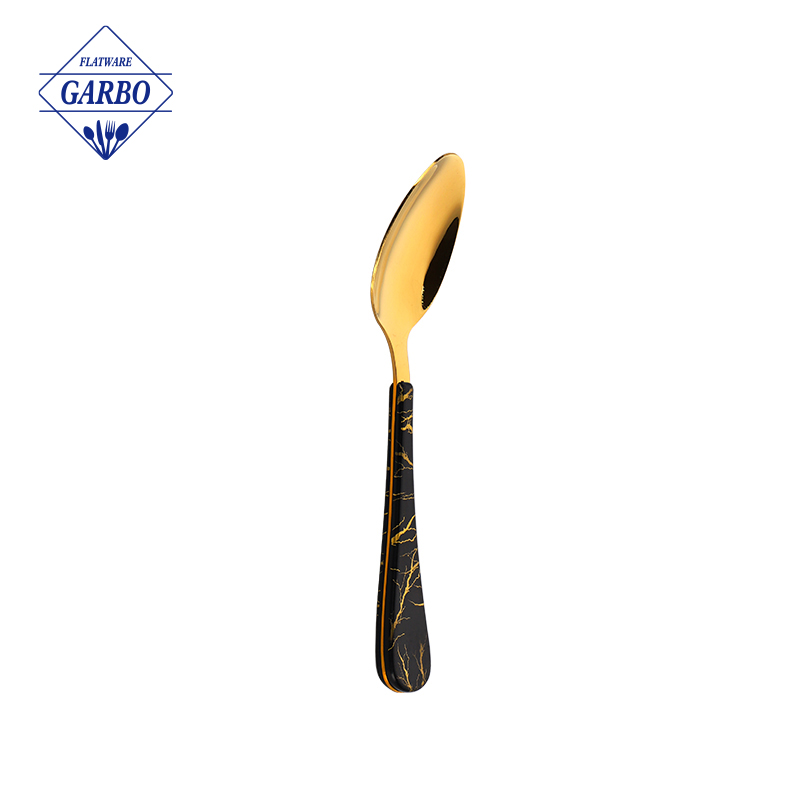 Bagong Eksklusibong Gold Dinner Spoon na may Marble Handle