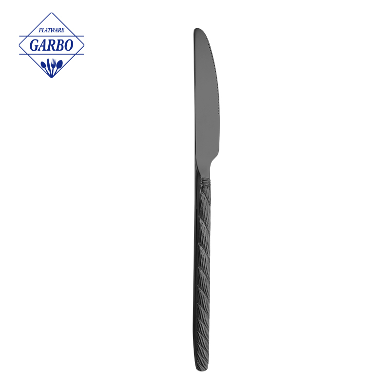 Coltello da bistecca da tavola in acciaio inox lucido nero opaco