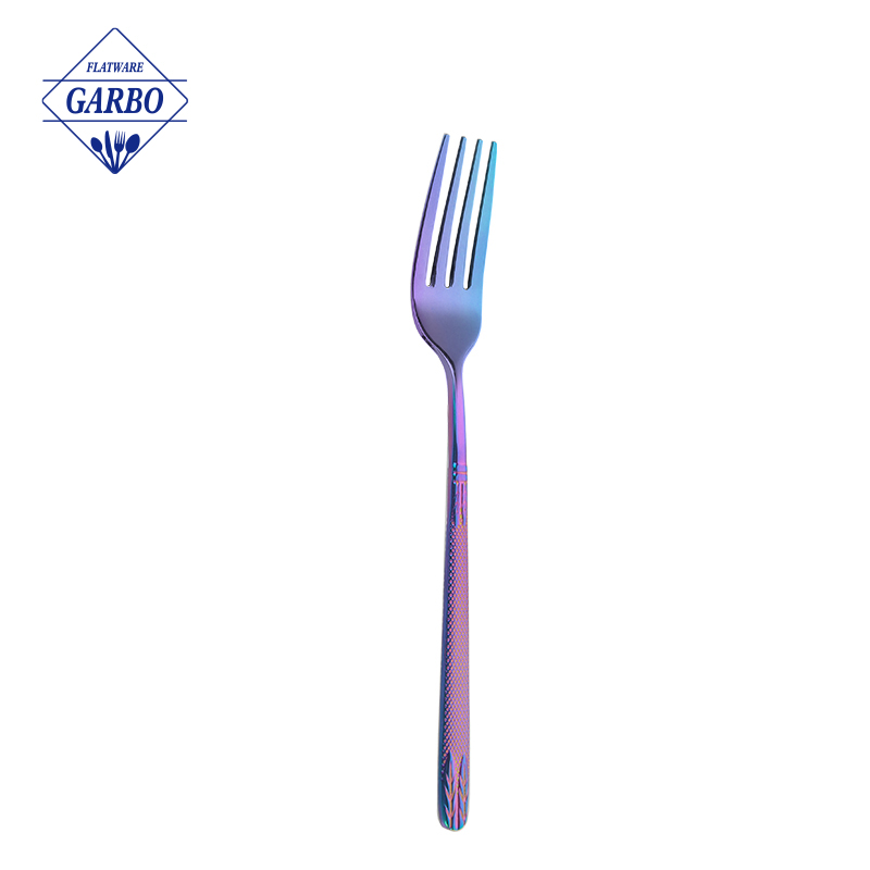 Food-grade stainless steel dinner fork hiware gold plated silver fork for party