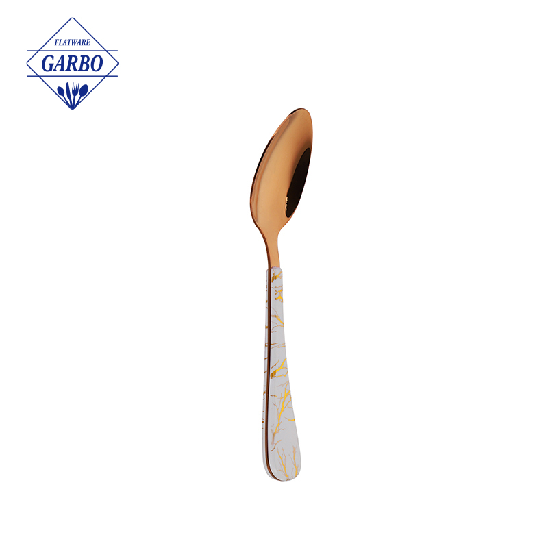 ​Hot Selling Marble ABS Handlle Mirror Stainless Steel Dinner Spoon