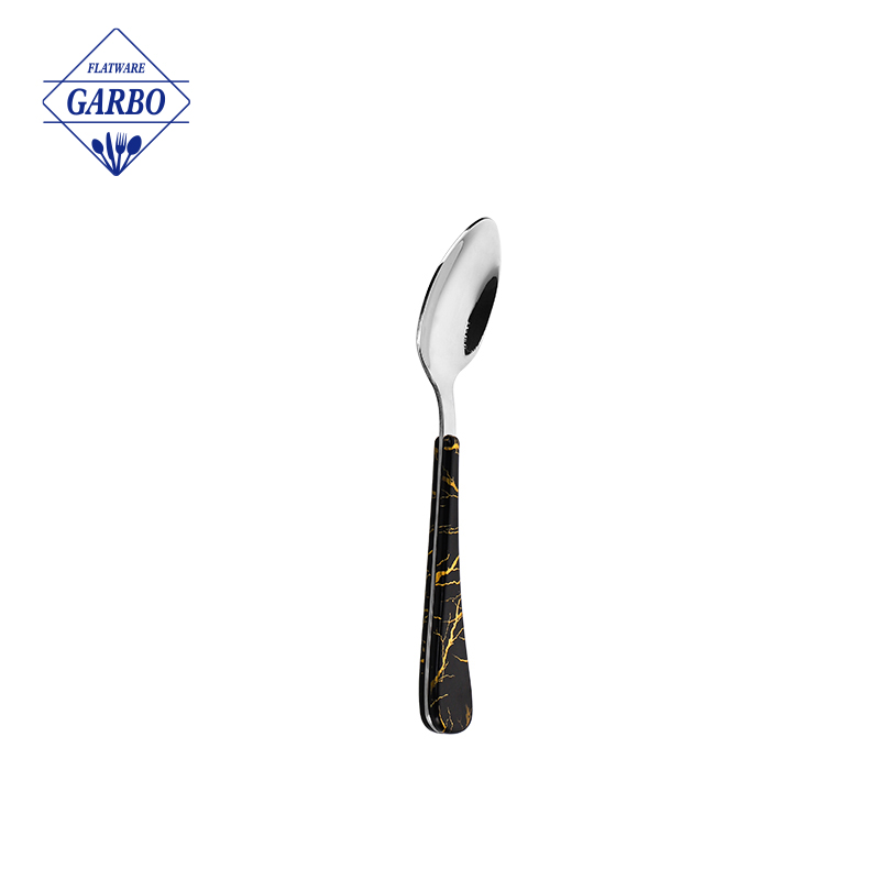 Simple Style 410 Stainless Steel Teaspoon Golden Electroplated White Plastic Handle Cutlery