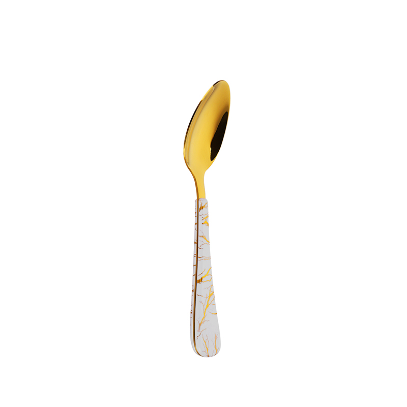 China Factory Gold Electroplated Stainless Steel Dinner Spoon with ABS Plastic Handle