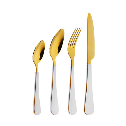 4-Piece Gold Electroplated Stainless Steel Cutlery Set with ABS Plastic Handle