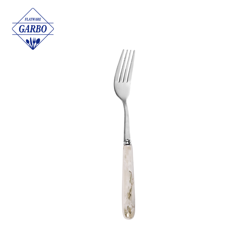 Cheap Price Stainless Steel Dinner Fork with Elegant White Ceramic Handle