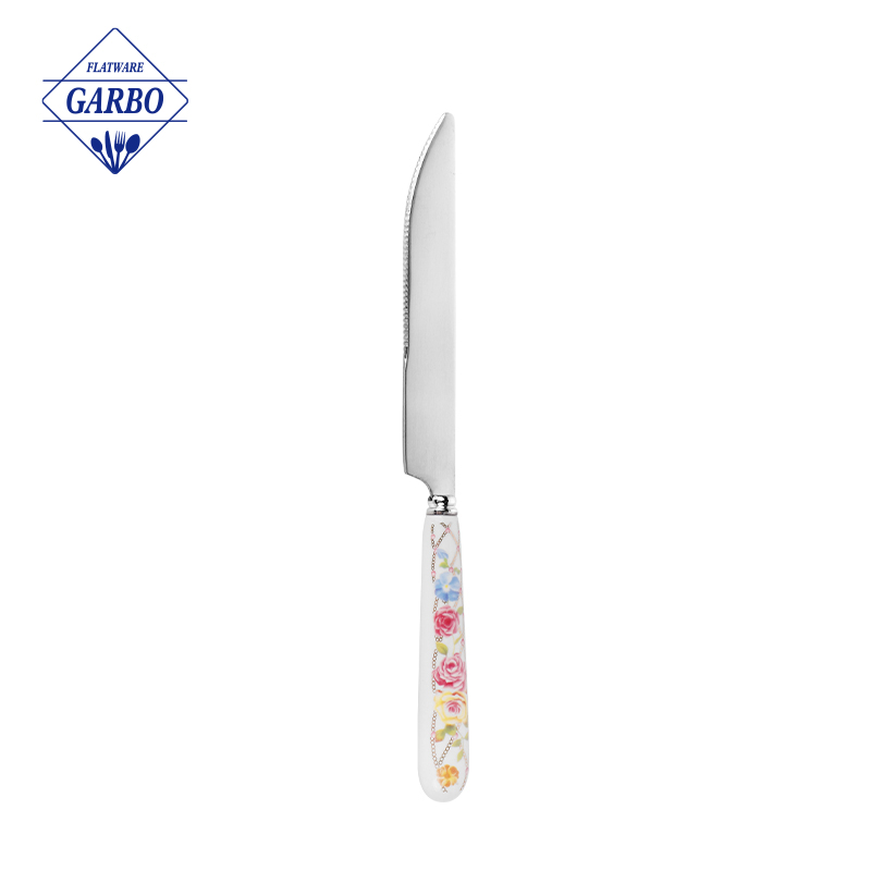 Good Quality Stainless Steel Dinner Knife with Ceramic Handle Daily Use Kitchen Utensil