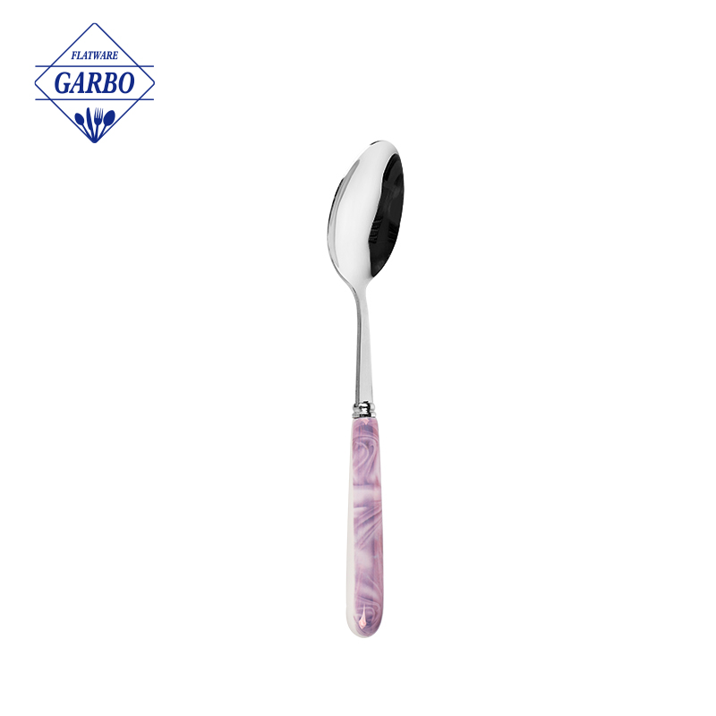 High quality ceramic handle dinner spoon China factory stainless steel 