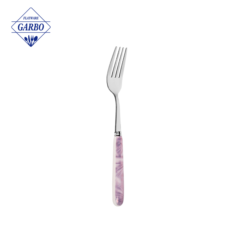 Elegant Silver Stainless Steel Dinner Fork with Ceramic Handle