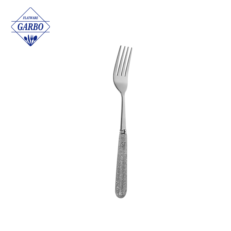 Elegant Silver Stainless Steel Dinner Fork with Ceramic Handle