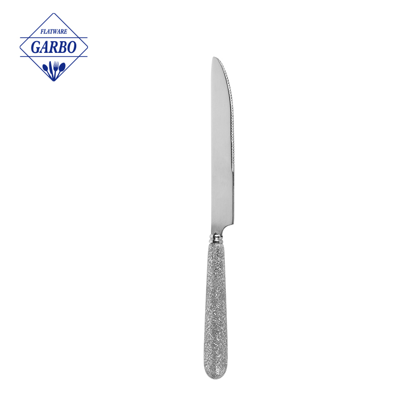 Bulk pack wholesale plastic handle with shining design stainless steel dinner fork