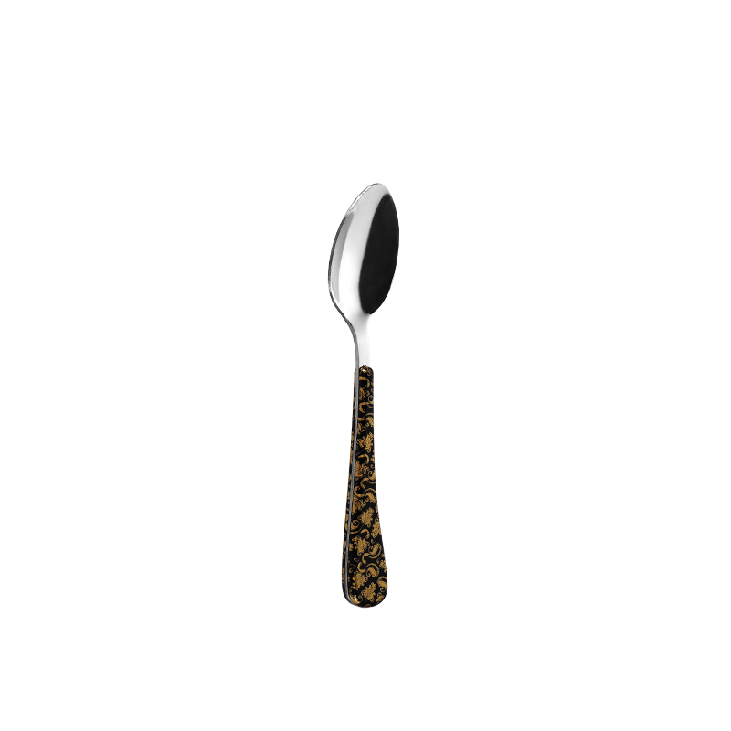 410 stainless steel material silver spoon with printed pattern and plastic handle