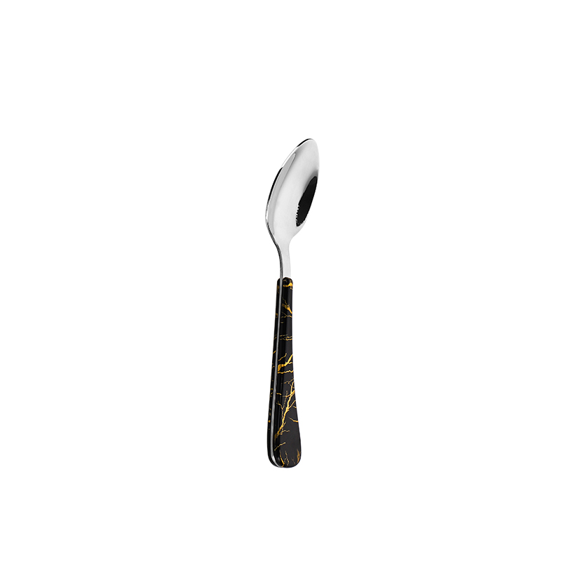 410 stainless steel material silver spoon with printed pattern and plastic handle