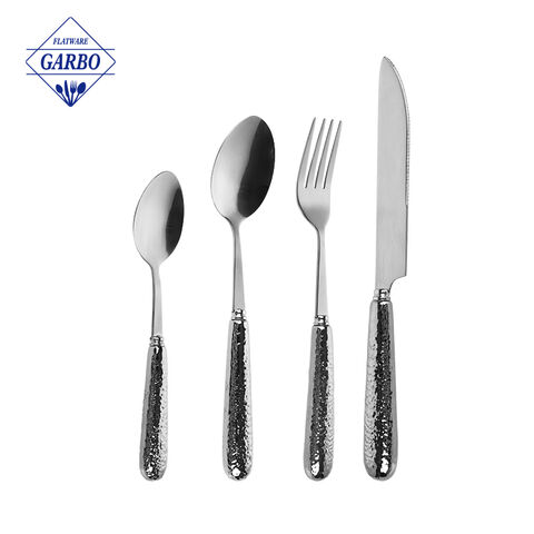 Set Peralatan Makan Stainless Steel Cermin Grosir Kualitas Tinggi dengan Gagang Keramik Mewah