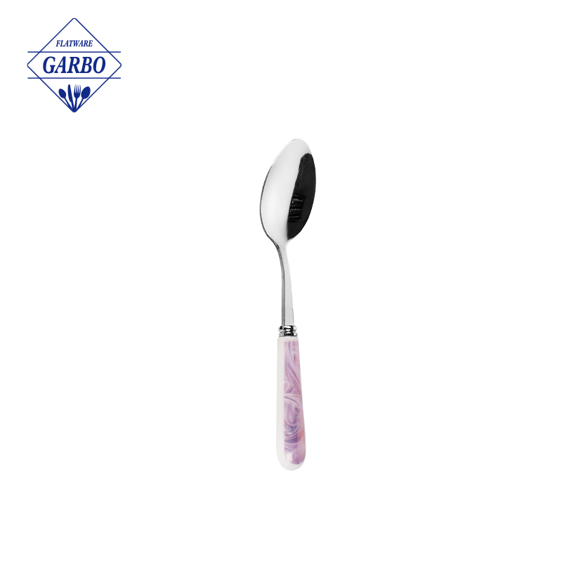 Popular high quality ceramic handle tea spoon for hotel with mirror polish 