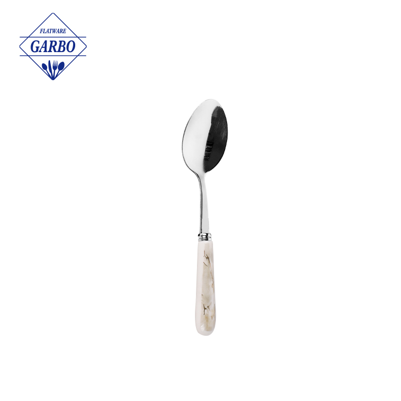 Sikat na mataas na kalidad na ceramic handle tea spoon para sa hotel na may mirror polish