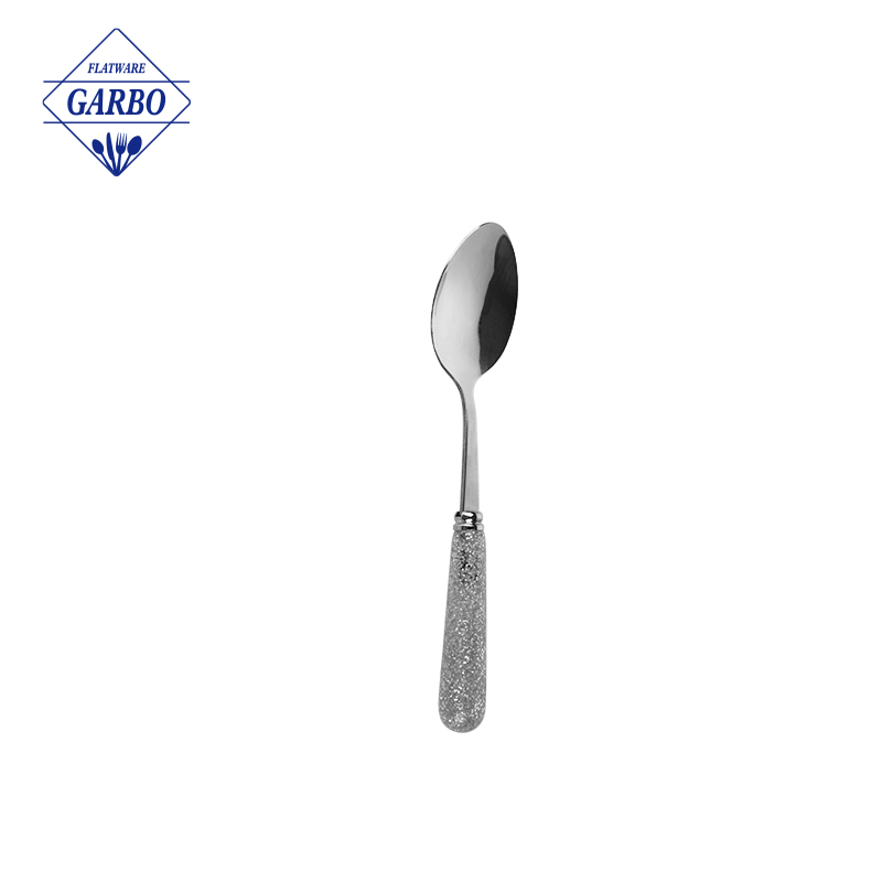 Bultuhang Marangyang PVD Golden Stainless Steel Teaspoon Dinner Spoon na may Golden Handle