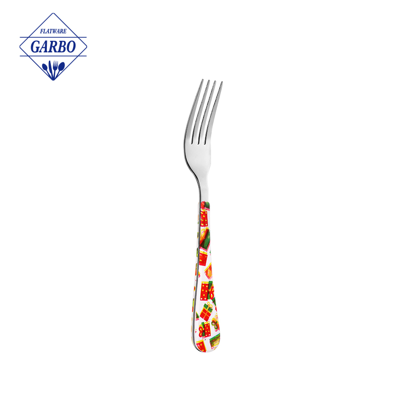 New Design Stainless Steel Dinner Fork with Christmas Decor