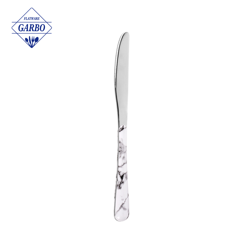 Top selling steak knife ABS plastic dinner knife with marble design flatware